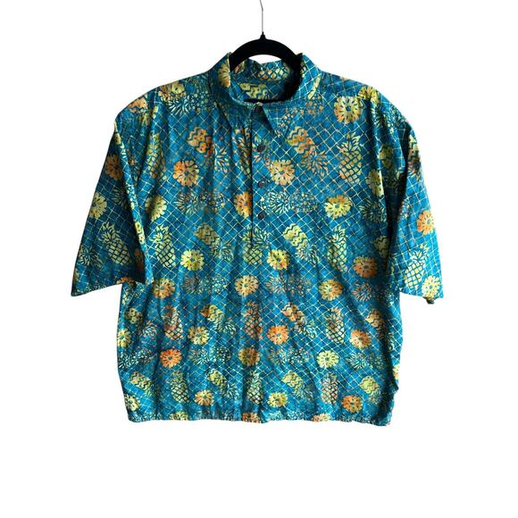 Pete Huntington Men's Hawaiian Green Shirt 100% Cotton Pineapples Size XL - Picture 12 of 12
